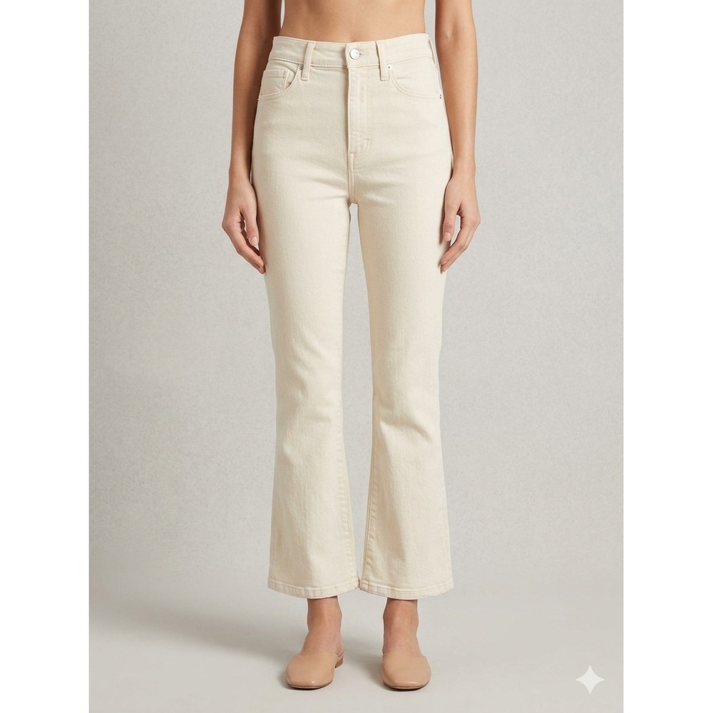 Veronica Beard Carson Ankle Flare Jeans Womens 26 Ecru Cream High Rise Denim